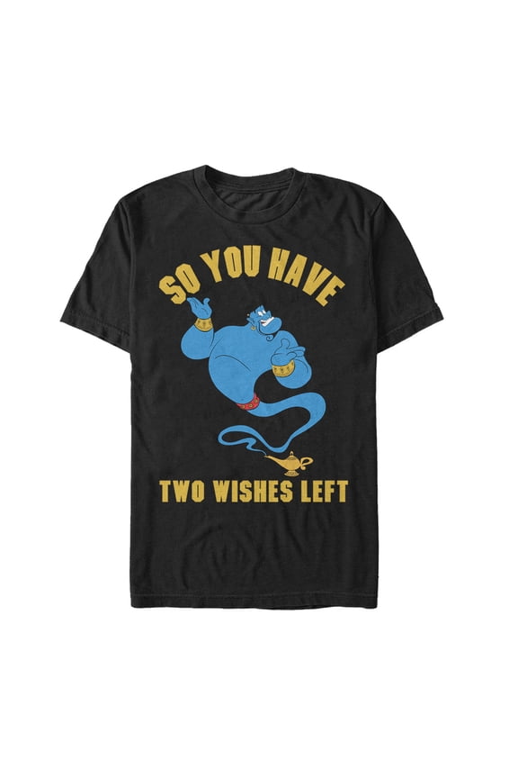 Men's Aladdin Genie Two Wishes Left Graphic Tee Black Large
