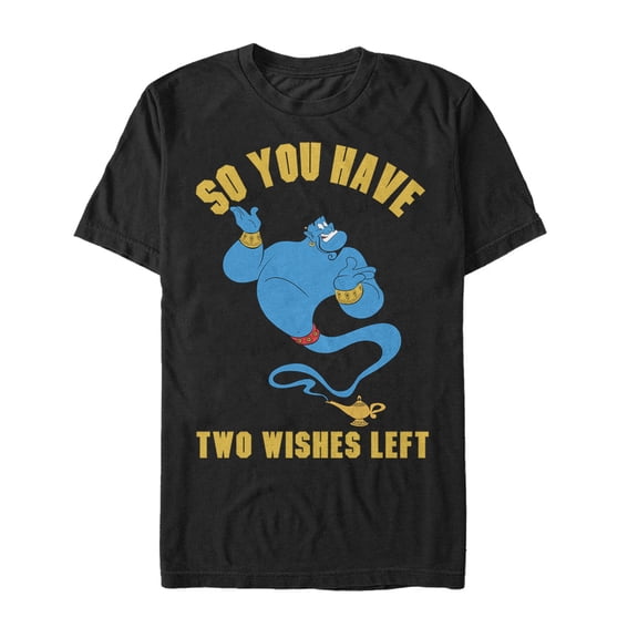 Men's Aladdin Genie Two Wishes Left Graphic Tee Black Medium