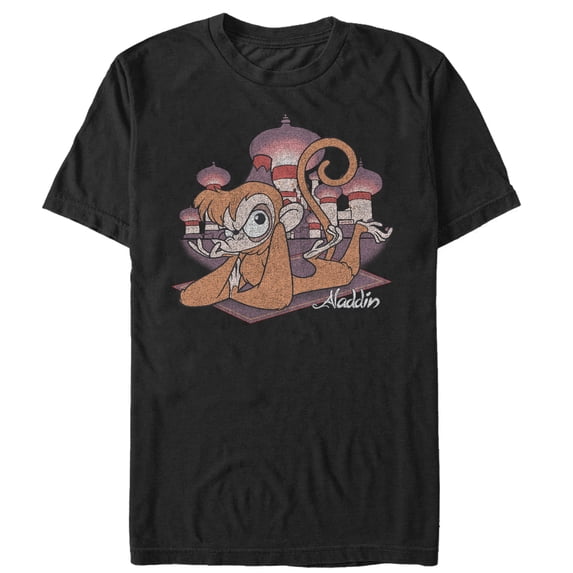 Men's Aladdin Grumpy Abu Graphic Tee Black Large