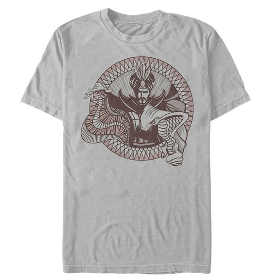 Men's Aladdin Jafar Cobra Circle  Graphic Tee Silver X Large