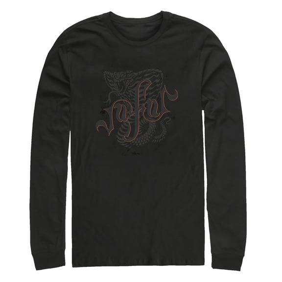 Men's Aladdin Jafar Cobra Scrawl  Long Sleeve Shirt Black Large