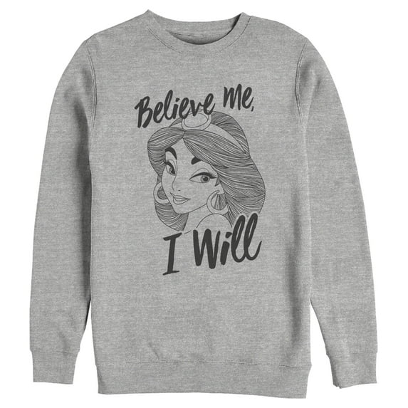 Men's Aladdin Jasmine Believe Me Sweatshirt Athletic Heather 2X Large