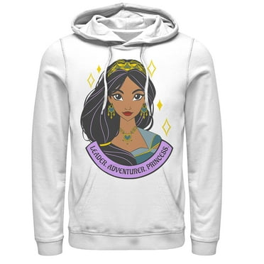 Men's Aladdin Jasmine Leader Portrait  Pull Over Hoodie White Large