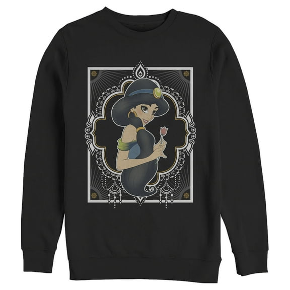 Men's Aladdin Jasmine Ornate Rose  Sweatshirt Black 2X Large