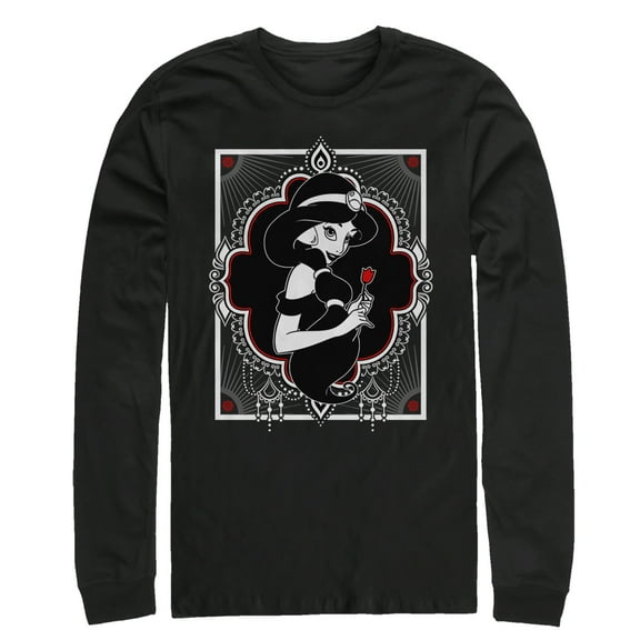 Men's Aladdin Jasmine Rose Long Sleeve Shirt Black Large