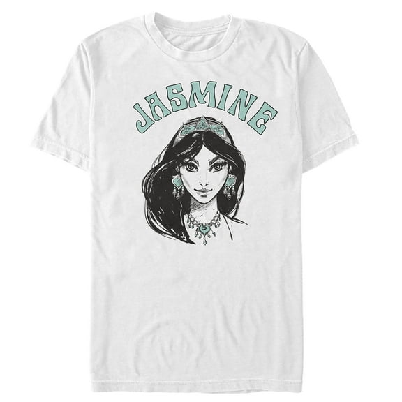 Men's Aladdin Jasmine Sketch  Graphic Tee White Small
