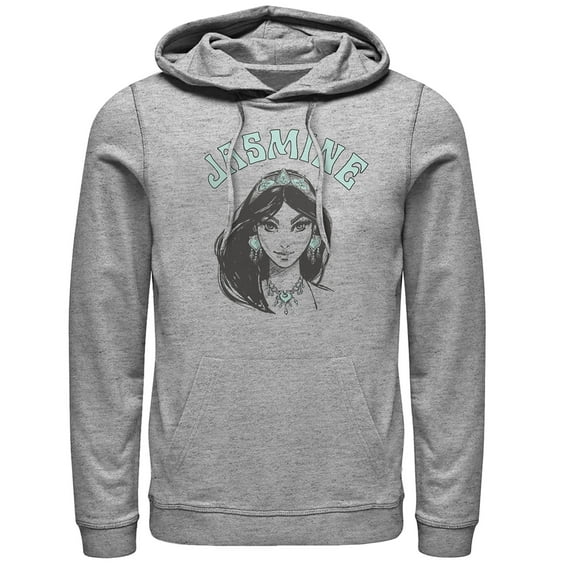 Men's Aladdin Jasmine Sketch  Pull Over Hoodie Athletic Heather Small
