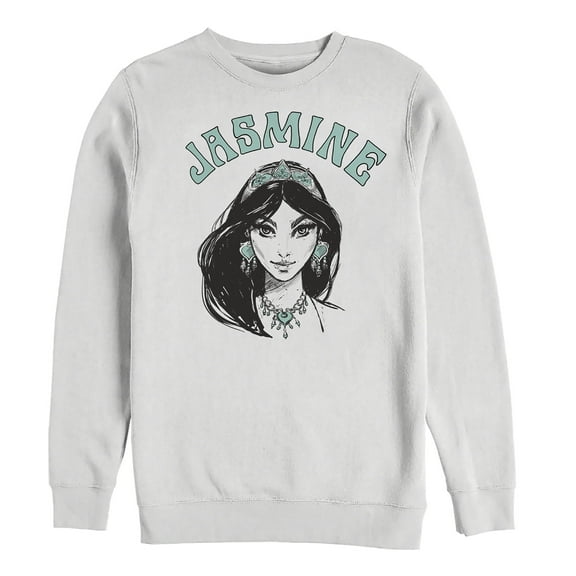 Men's Aladdin Jasmine Sketch  Sweatshirt White Large