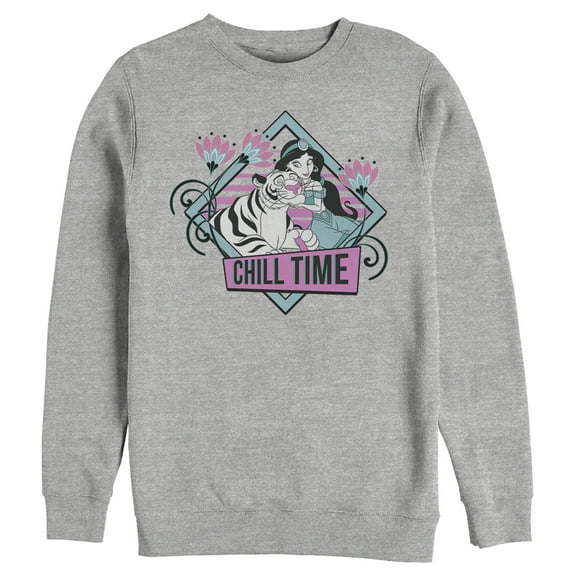 Men's Aladdin Jasmine and Rajah Chill Sweatshirt Athletic Heather Large