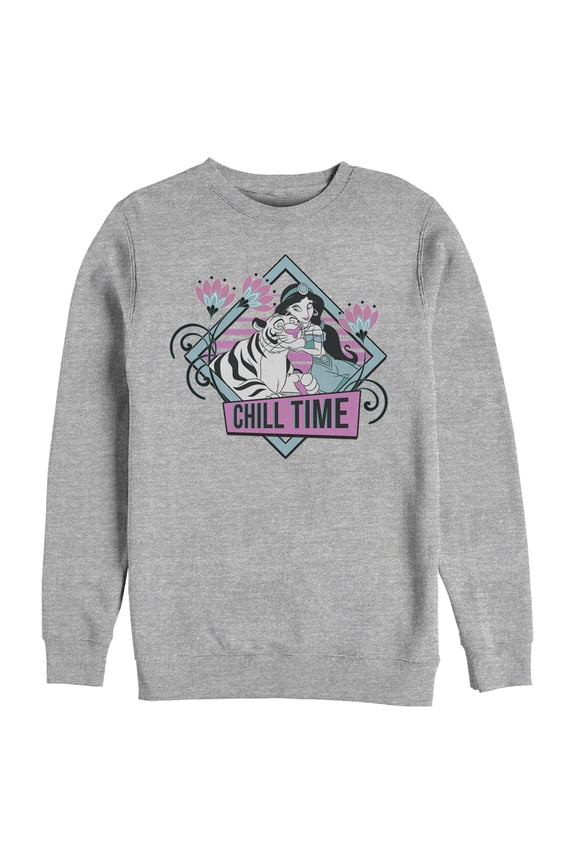 Men's Aladdin Jasmine and Rajah Chill Sweatshirt Athletic Heather Medium