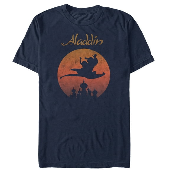Men's Aladdin Magic Carpet Ride Wave Graphic Tee Navy Blue Large