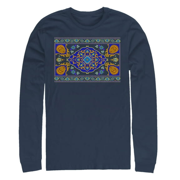 Men's Aladdin Magic Carpet View  Long Sleeve Shirt Navy Blue Medium