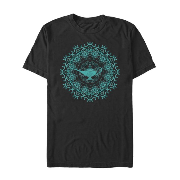 Men's Aladdin Magical Lamp Bright Mandala Graphic Tee Black Large