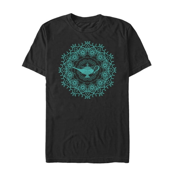 Men's Aladdin Magical Lamp Bright Mandala  Graphic Tee Black Small