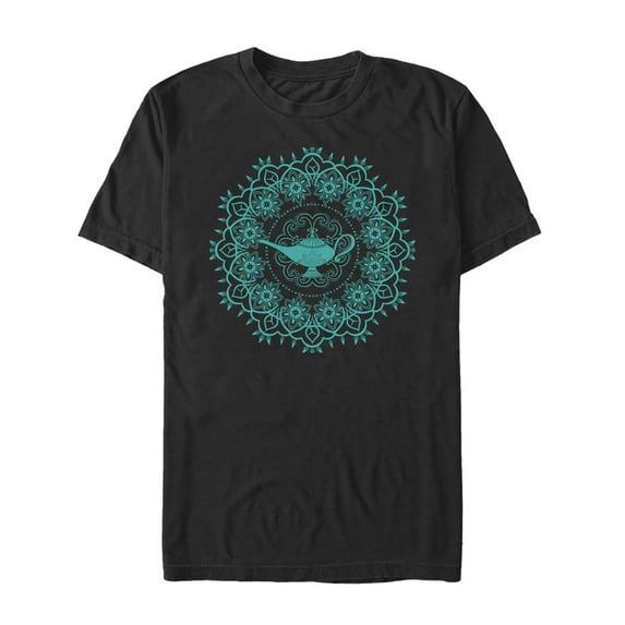 Men's Aladdin Magical Lamp Bright Mandala Graphic Tee Black X Large