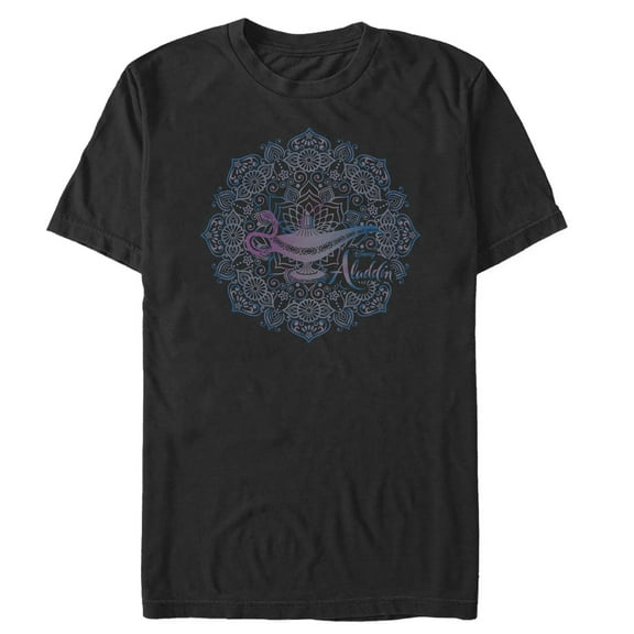 Men's Aladdin Magical Lamp Mandala Symbol  Graphic Tee Black 3X Large