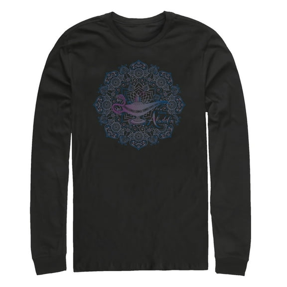 Men's Aladdin Magical Lamp Mandala Symbol Long Sleeve Shirt Black X Large