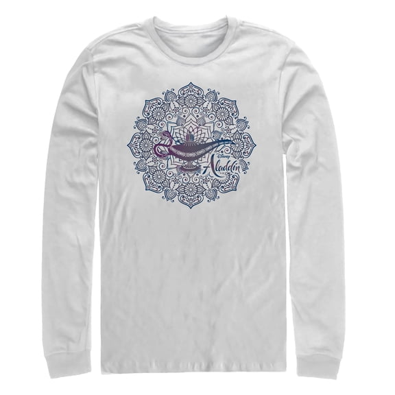 Men's Aladdin Magical Lamp Mandala Symbol  Long Sleeve Shirt White 2X Large