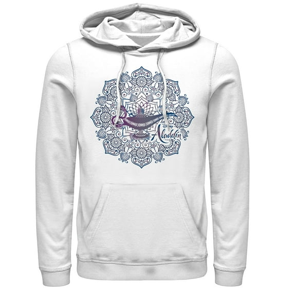 Men's Aladdin Magical Lamp Mandala Symbol  Pull Over Hoodie White 3X Large