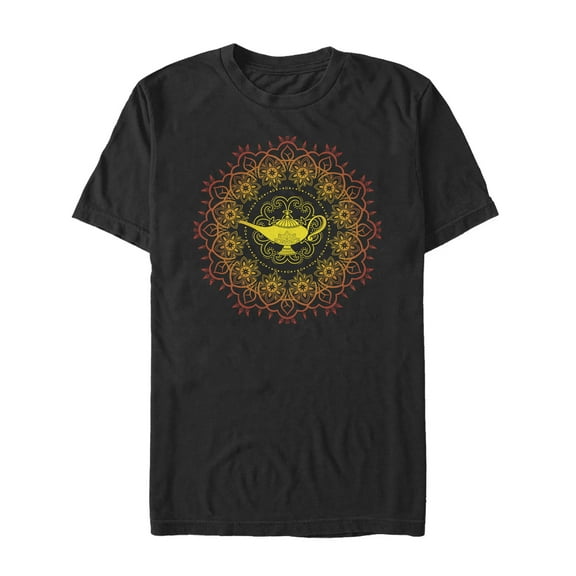 Men's Aladdin Magical Lamp Sun Mandala  Graphic Tee Black Large