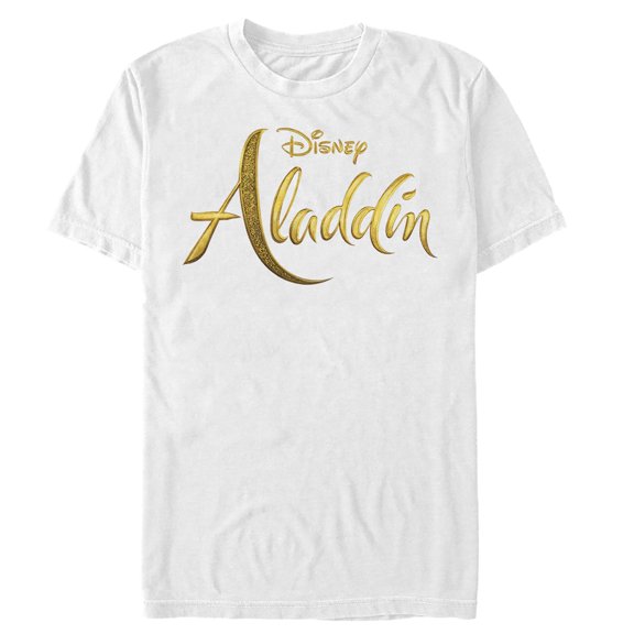 Men's Aladdin Script Logo  Graphic Tee White Medium
