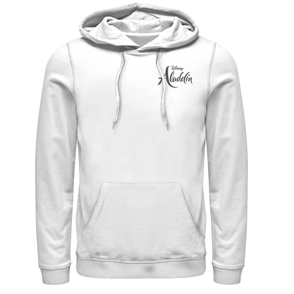 Men's Aladdin Title Logo Badge Pull Over Hoodie White Large