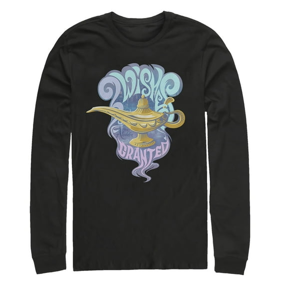 Men's Aladdin Vintage 3 Wishes  Long Sleeve Shirt Black 2X Large