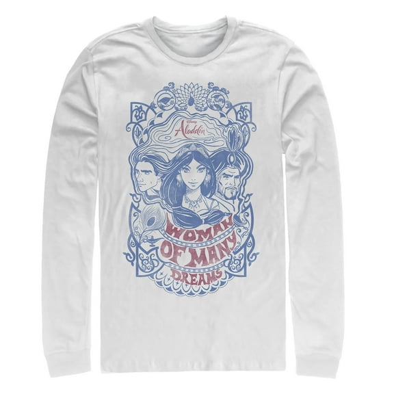 Men's Aladdin Vintage Dream Characters Long Sleeve Shirt White 2X Large