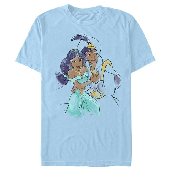 Men's Aladdin Watercolor Prince and Princess  Graphic T-Shirt