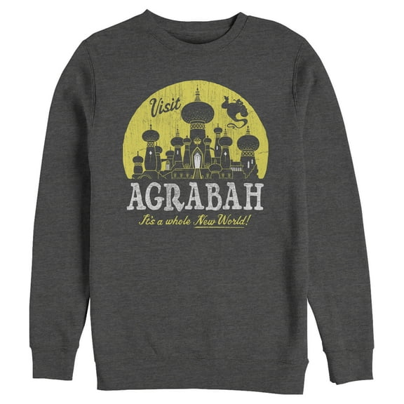 Men's Aladdin Whole World Travel  Sweatshirt Charcoal Heather 2X Large
