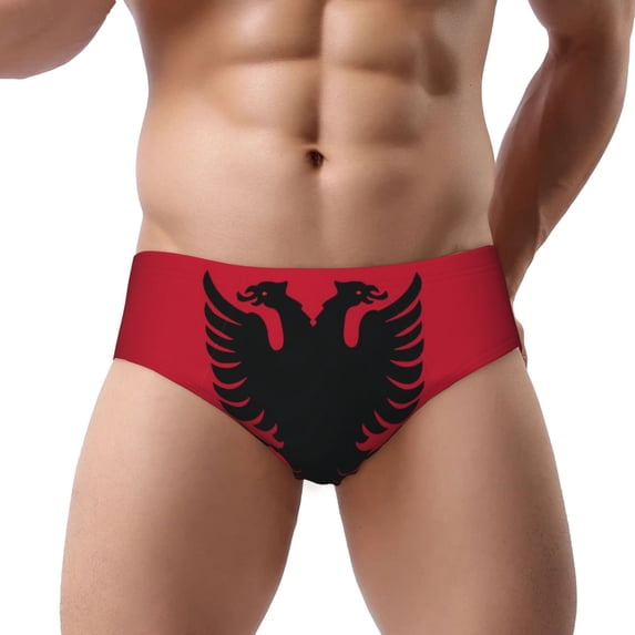 Men's Albania Flag Underwear Briefs No Fly Covered Waistband Silky Touch Underpants