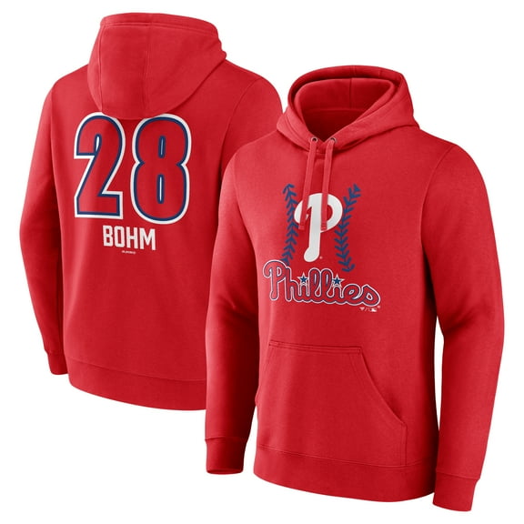 Men's Alec Bohm Red Philadelphia Phillies Fastball Player Name & Number Pullover Hoodie