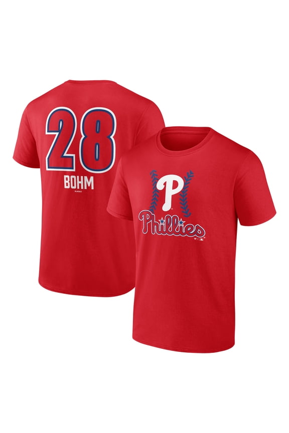 Men's Alec Bohm Red Philadelphia Phillies Fastball Player Name & Number T-Shirt