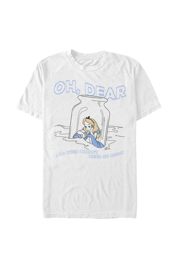 Men's Alice in Wonderland Alice Oh, Dear Cried So Much Graphic Tee White Small