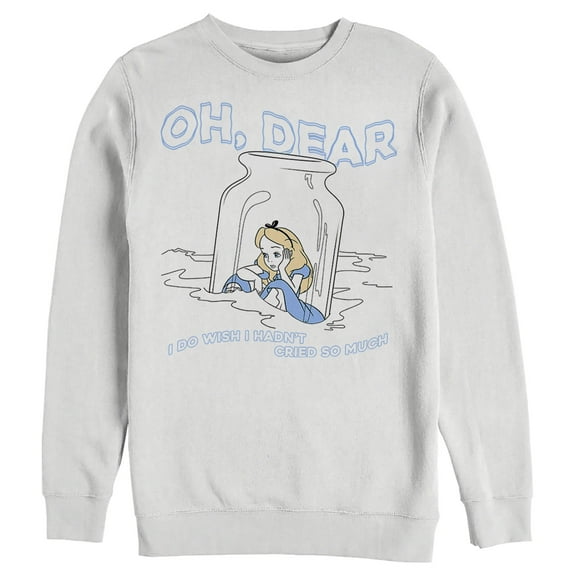 Men's Alice in Wonderland Alice Oh, Dear Cried So Much Sweatshirt White Medium