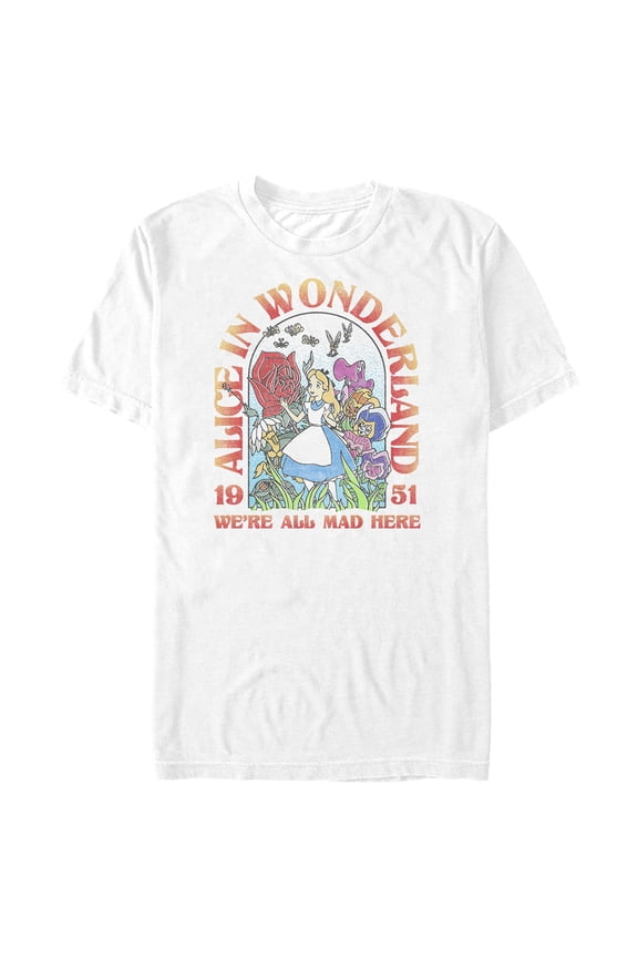 Men's Alice in Wonderland Arching Title Graphic Tee White Large