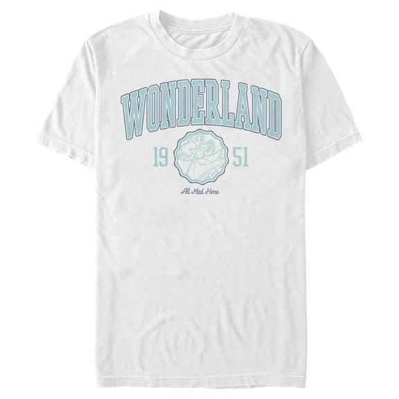 Men's Alice in Wonderland Blue All Mad Here 1951  Graphic Tee White 2X Large