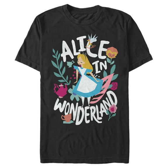 Men's Alice in Wonderland Cartoon Alice Graphic Tee Black X Large