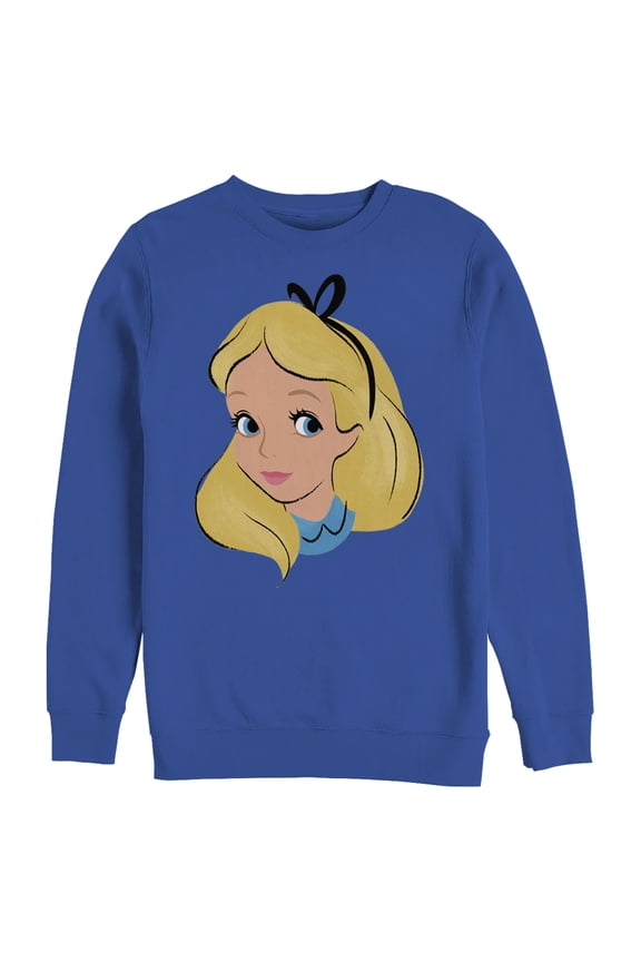 Men's Alice in Wonderland Cartoon Alice Portrait Sweatshirt Royal Blue Small