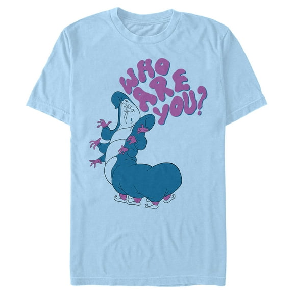 Men's Alice in Wonderland Caterpillar Who Are You Graphic Tee Light Blue 3X Large