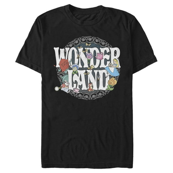 Men's Alice in Wonderland Character Badge Graphic Tee Black Small