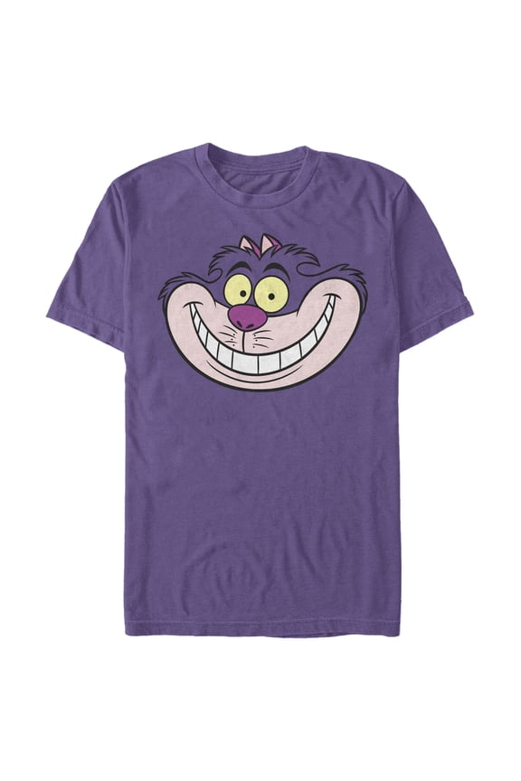 Men's Alice in Wonderland Cheshire Cat Big Face Graphic Tee Purple 3X Large