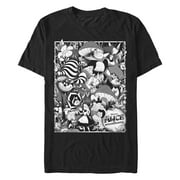 Men's Alice in Wonderland Grayscale Character Poster Graphic Tee Black X Large