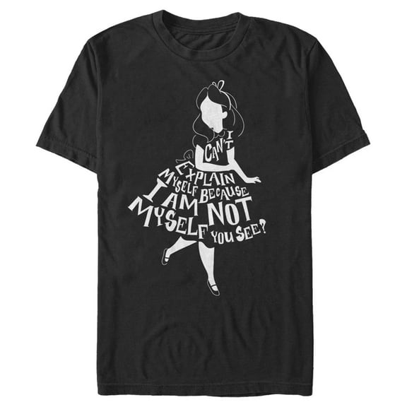Men's Alice in Wonderland I Am Not Myself Silhouette  Graphic Tee Black 2X Large