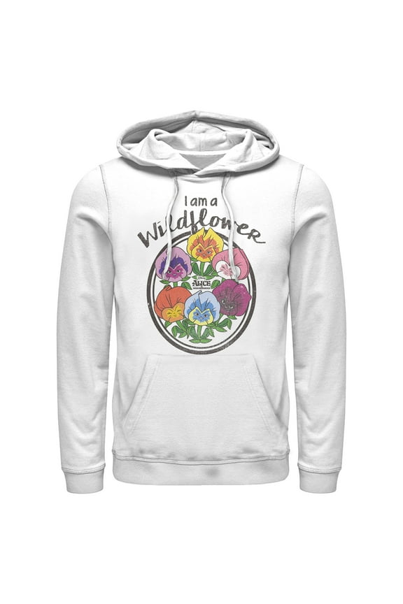 Men's Alice in Wonderland I Am a Wildflower  Pull Over Hoodie White X Large