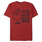Mens Alice in Wonderland I m With Tweedledee Graphic Tee Red X Large