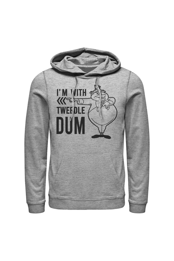 Men's Alice in Wonderland I’m With Tweedledum Pull Over Hoodie Athletic Heather Small