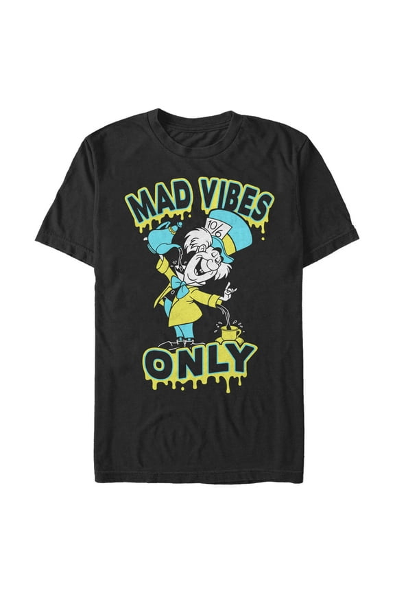 Men's Alice in Wonderland Mad Vibes Only Graphic Tee Black X Large
