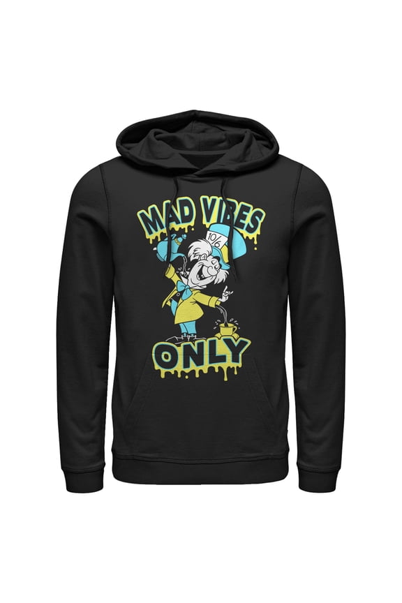 Men's Alice in Wonderland Mad Vibes Only  Pull Over Hoodie Black 3X Large