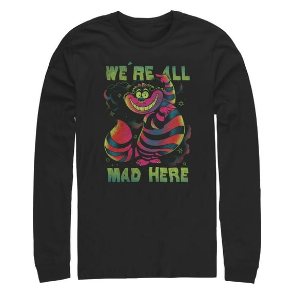 Men's Alice in Wonderland Rainbow Cheshire Long Sleeve Shirt Black Large